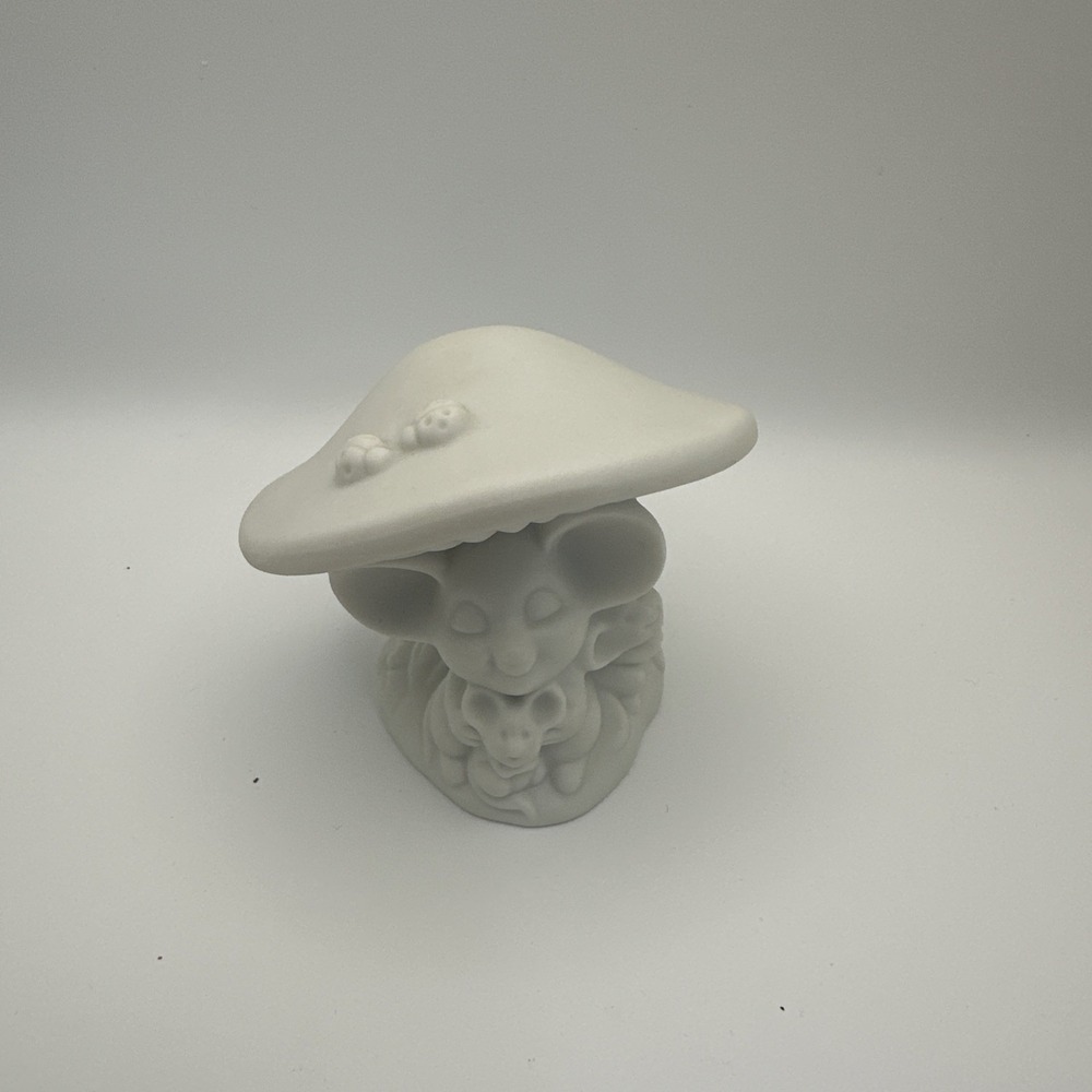 Vtg Mice Under Mushroom Hallmark Little Gallery Bisque Japan 1978 Fairy Garden